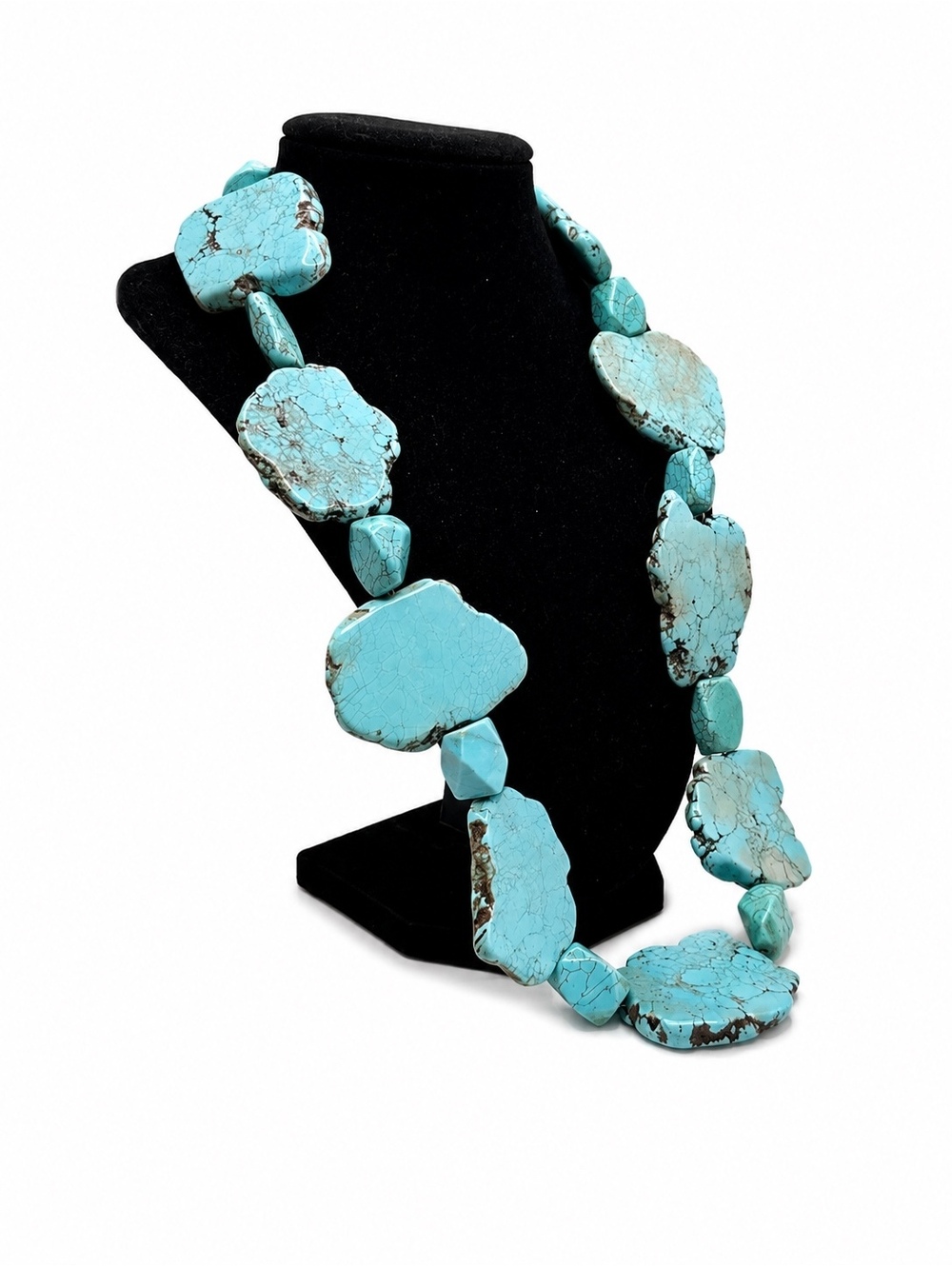 Jewelry By GG Turquoise Nugget Howlite 13" Beaded Necklace - Picture 2 of 3